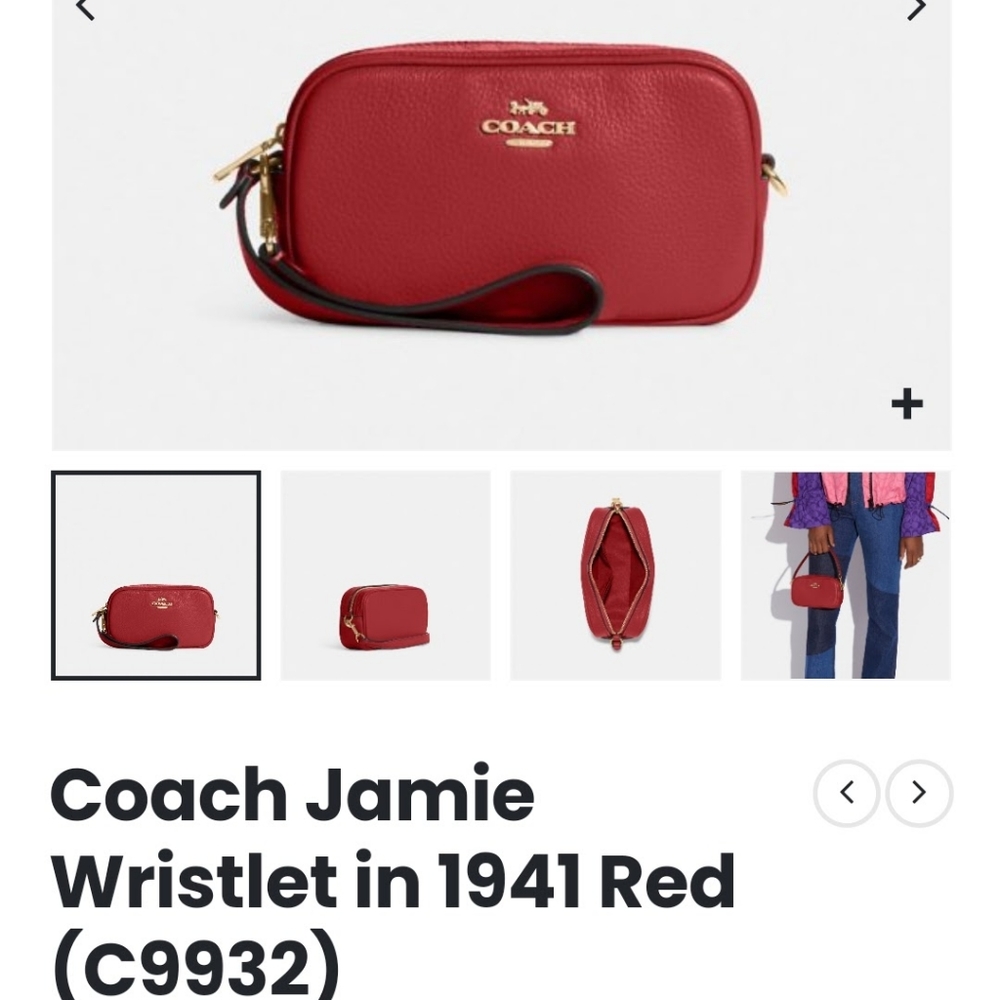 NWT COACH JAMIE WRISTLET, IT MEASURES 7X4X2.  THE COLOR IS RED or BLACK